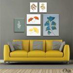 Ginkgo Pattern Leaves Art Collection | Set of 6 | Complete Wall Setup