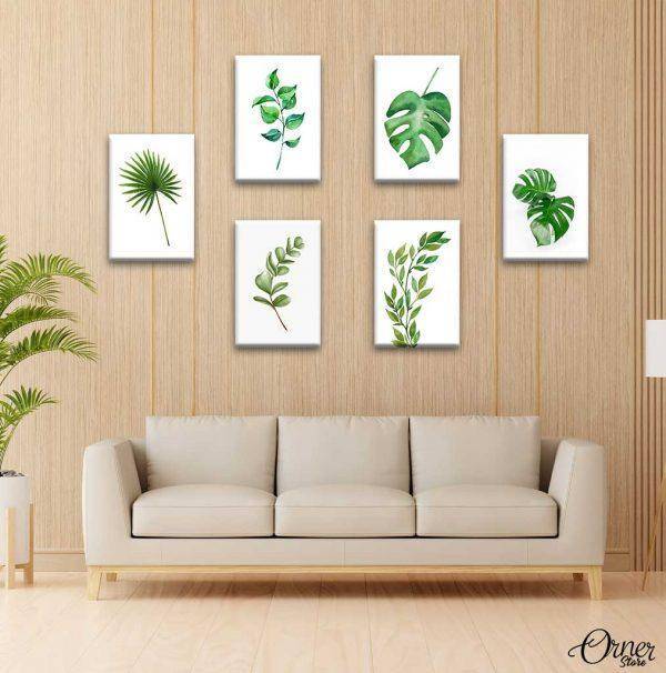 Green Plants Leaves | Set Of 6 | Complete Wall Setup
