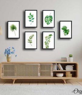 Green Plants Leaves | Set Of 6 | Complete Wall Setup