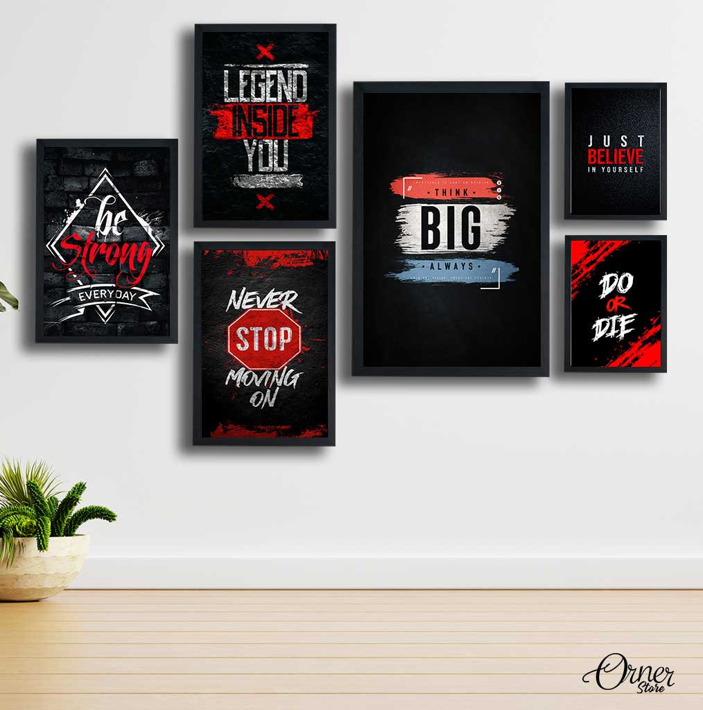 Red and Black Motivational Quote Collection | Motivational Wall Art