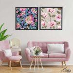 Pink Summer Flowers | 2 Square | Floral Wall Art