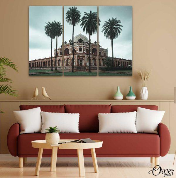 The Elegant View of Humayun's Tomb | 3 Panels | Architecture Wall Art