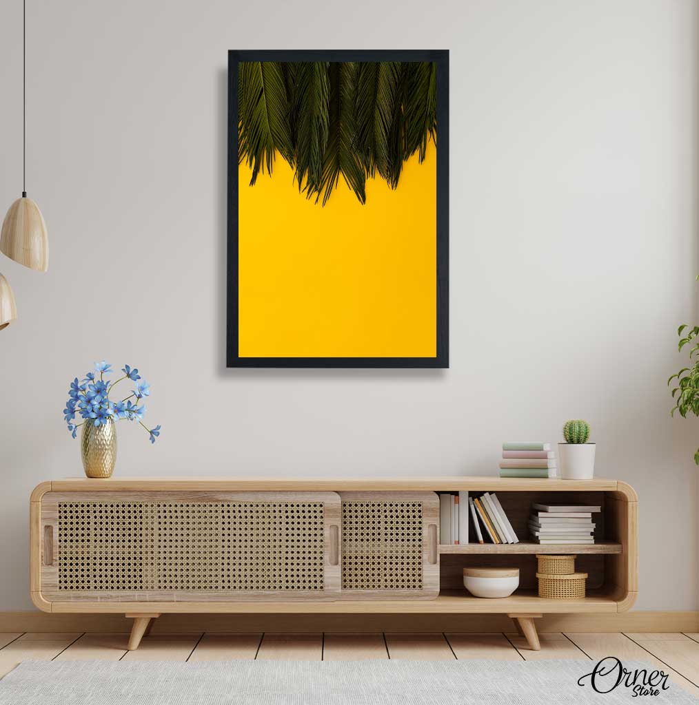 Tropical Green Palm Trees On Yellow | Nature Wall Art